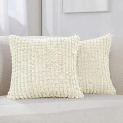 MERéTéET Housse De Coussin Lot De 2, Pour Canapé, Chambre, Lit, Chaise Et Décoration De Particules, Sans Noyau D'oreiller, Design Moderne Et élégant, 50x50CM, Beige, 2Pièces