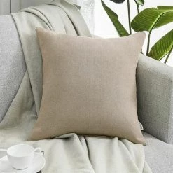 MERéTéET Housse De Coussin 35x35cm Lot De 2 Décoration Salon Canapé Chambre Bebe Enfant En Chenille Doux Petit Housses Coussins Carré Decoratif Caramel De Couleur Uni Pour Fauteuil Bureau Scandinave -France Coussin et housse de coussin Soldes Boutique 65789267 3