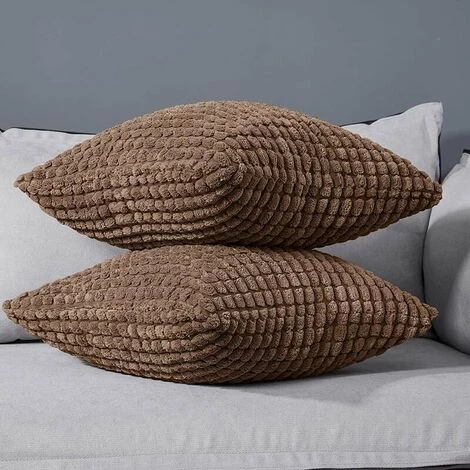MERéTéET Housse De Coussin Lot De 2, Pour Canapé, Chambre, Lit, Chaise Et Décoration De Particules, Sans Noyau D'oreiller, Design Moderne Et élégant, 55x55CM, Brun, 2Pièces 2 MERéTéET Housse De Coussin Lot De 2, Pour Canapé, Chambre, Lit, Chaise Et Décoration De Particules, Sans Noyau D'oreiller, Design Moderne Et élégant, 55x55CM, Brun, 2Pièces – Image 2