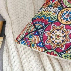 MERéTéET Housse Coussin Décoratif Mandala Modernes Modèle Housse De Coussin Bohème Coton Et Lin Taie D'oreiller Carré Avec Fermeture Glissière Invisible Pour Canapé Chaise Maison Taie Coussin 40x40cm Lot De 4 -France Coussin et housse de coussin Soldes Boutique 65789321 4