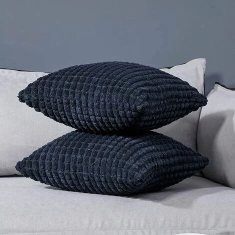MERéTéET Lot De 2 Housse De Coussin, Pour Canapé, Chambre, Lit, Chaise Et Décoration De Particules, Sans Noyau D'oreiller, Design Moderne Et élégant, 60x60CM, Bleu Marine, 2Pièces 2 MERéTéET Lot De 2 Housse De Coussin, Pour Canapé, Chambre, Lit, Chaise Et Décoration De Particules, Sans Noyau D'oreiller, Design Moderne Et élégant, 60x60CM, Bleu Marine, 2Pièces – Image 2