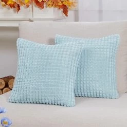 MERéTéET Housse De Coussin Lot De 2, Pour Canapé, Chambre, Lit, Chaise Et Décoration De Particules, Sans Noyau D'oreiller, Design Moderne Et élégant, 50x50CM, Bleu Clair, 2Pièces
