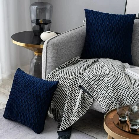 MERéTéET Housses Coussin En Velours 45x45cm Pour Salon Canapé,Lot De 2 Housses Coussin Carrés De Motif Uni Décoration Chambre, Bleu Marin 2 MERéTéET Housses Coussin En Velours 45x45cm Pour Salon Canapé,Lot De 2 Housses Coussin Carrés De Motif Uni Décoration Chambre, Bleu Marin – Image 2