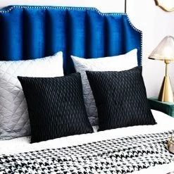 MERéTéET Housses De Coussin Décoratives à Rayures Noires: Lot De 2 Taies D'oreiller Carrées En Velours Originales De 40 Cm X 40 Cm Pour Canapé De Chambre -France Coussin et housse de coussin Soldes Boutique 65789475 4