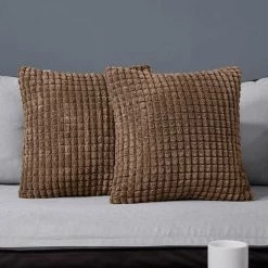 MERéTéET Lot De 2 Housse De Coussin, Pour Décoration De Particules Canapé, Chambre, Lit, Chaise, Sans Noyau D'oreiller, Design Moderne Et élégant, 50x50CM, Brun, 2Pièces