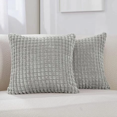 MERéTéET Lot De 2 Housses De Coussin Décoratives En Velours Côtelé Avec Fermeture éclair Cachée Pour Canapé, 60 X 60 Cm, Gris Clair 1 MERéTéET Lot De 2 Housses De Coussin Décoratives En Velours Côtelé Avec Fermeture éclair Cachée Pour Canapé, 60 X 60 Cm, Gris Clair