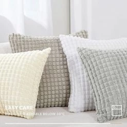 MERéTéET Lot De 2 Housses De Coussin Décoratives En Velours Côtelé Avec Fermeture éclair Cachée Pour Canapé, 60 X 60 Cm, Gris Clair 9 MERéTéET Lot De 2 Housses De Coussin Décoratives En Velours Côtelé Avec Fermeture éclair Cachée Pour Canapé, 60 X 60 Cm, Gris Clair -France Coussin et housse de coussin Soldes Boutique 65789683 5