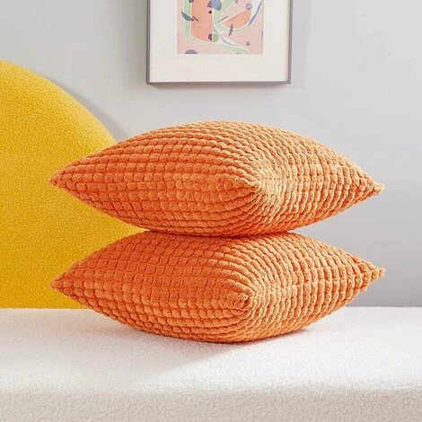 MERéTéET Housse De Coussin Lot De 2, Pour Décoration De Particules Canapé, Chambre, Lit, Chaise, Sans Noyau D'oreiller, Design Moderne Et élégant, 50x50CM, Orange, 2Pièces 2 MERéTéET Housse De Coussin Lot De 2, Pour Décoration De Particules Canapé, Chambre, Lit, Chaise, Sans Noyau D'oreiller, Design Moderne Et élégant, 50x50CM, Orange, 2Pièces – Image 2