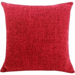 MERéTéET Housses De Coussin Coton Lin En Couleur Unie Throw Pillow Case Chambre Salon Sofa Décoration De Maison Carré Taie D'oreiller Invisible Fermeture à Glissière Bourgogne 40X60CM