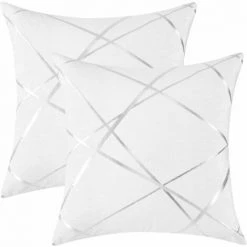MERéTéET Housses De Coussin En Velours Housses D'oreiller Carrées Décoratives Pour Canapé Chambre Salon 40x40 CM Lot De 2 Blanc -France Coussin et housse de coussin Soldes Boutique 65790078 4