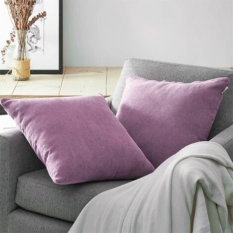 MERéTéET Lot De 2 Housse De Coussin 50x50cm Décoratif Canapé En Chenille Housses Coussin Decoration Chambre Carré Couleur Uni Pour Chaise,Voiture,Bureau, Violet 4 MERéTéET Lot De 2 Housse De Coussin 50x50cm Décoratif Canapé En Chenille Housses Coussin Decoration Chambre Carré Couleur Uni Pour Chaise,Voiture,Bureau, Violet – Image 4