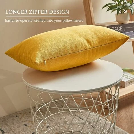 MERéTéET Taie D'oreiller 40x60 Lot De 2 Housse Coussin Jaune Moutarde En Chenille Doux Decoration Chmabre Ado Maison Salon De Coussin Canapé Lit Fauteuil De Bureau Scandinave Voiture De Couleur Uni 5 MERéTéET Taie D'oreiller 40x60 Lot De 2 Housse Coussin Jaune Moutarde En Chenille Doux Decoration Chmabre Ado Maison Salon De Coussin Canapé Lit Fauteuil De Bureau Scandinave Voiture De Couleur Uni – Image 5