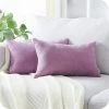 MERéTéET Lot De 2 Housse De Coussin 40x60cm Décoratif Canapé En Chenille Housses Coussin Decoration Chambre Carré Couleur Uni Pour Chaise,Voiture,Bureau, Violet