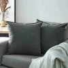 MERéTéET Lot De 2 Housse De Coussin 50x50cm Décoratif Canapé En Chenille Housses Coussin Decoration Chambre Carré Couleur Uni Pour Chaise,Voiture,Bureau, Gris Noir