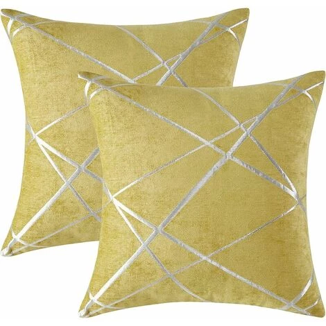 MERéTéET Housses De Coussin En Velours Housses D'oreiller Carrées Décoratives Pour Canapé Chambre Salon 45x45 CM Lot De 2 Jaune 2 MERéTéET Housses De Coussin En Velours Housses D'oreiller Carrées Décoratives Pour Canapé Chambre Salon 45x45 CM Lot De 2 Jaune – Image 2
