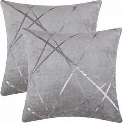 MERéTéET Gris Argenté Luxe Velours Coussin Couvre Cas, Coussin De Confortable D'Accent, Le Meilleur Carré Décoratif Couvre D'Oreiller Sofa De Divan De Lit De Canapé18x18 Pouces 45x45CM Ensemble De Deux