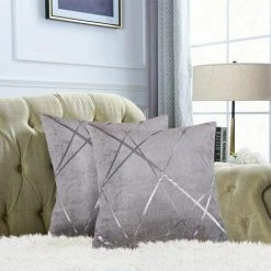 MERéTéET Gris Argenté Luxe Velours Coussin Couvre Cas, Coussin De Confortable D'Accent, Le Meilleur Carré Décoratif Couvre D'Oreiller Sofa De Divan De Lit De Canapé18x18 Pouces 45x45CM Ensemble De Deux -France Coussin et housse de coussin Soldes Boutique 65790350 3