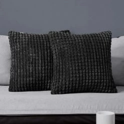 MERéTéET Lot De 2 Housse De Coussin, Pour Décoration De Particules Canapé, Chambre, Lit, Chaise, Sans Noyau D'oreiller, Design Moderne Et élégant, 65x65CM, Noir, 2Pièces