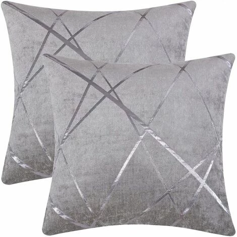 MERéTéET Housse De Coussin 60x60cm Canapé En Velours Décoration Chambre Taie D'oreiller Sofa Salon 2 Pièces Gris Argenté 1 MERéTéET Housse De Coussin 60x60cm Canapé En Velours Décoration Chambre Taie D'oreiller Sofa Salon 2 Pièces Gris Argenté