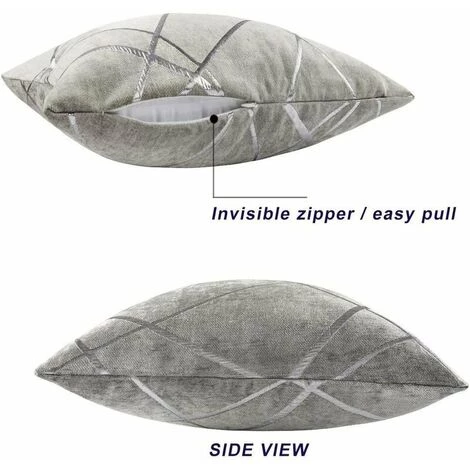 MERéTéET Housse De Coussin 60x60cm Canapé En Velours Décoration Chambre Taie D'oreiller Sofa Salon 2 Pièces Gris Argenté 5 MERéTéET Housse De Coussin 60x60cm Canapé En Velours Décoration Chambre Taie D'oreiller Sofa Salon 2 Pièces Gris Argenté – Image 5