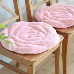 LUCKY-88 Coussin Rose Coussin De Chaise De Bureau Coussin En Forme De Rose - Rose Clair