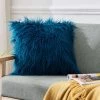YIENJAOY Housses De Coussin Lot De 1 Pièces Fausse Fourrure 45*45cm, Super Doux Peluche Deluxe Taies D'oreiller Floues Décoratives , Synthétique Luxe Pour Canapé Salon Canapé Chambre Voiture - Bleu Marine