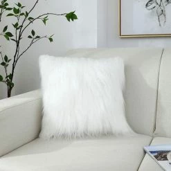 YIENJAOY Housses De Coussin Lot De 1 Pièces Fausse Fourrure 45*45cm, Super Doux Peluche Deluxe Taies D'oreiller Floues Décoratives , Synthétique Luxe Pour Canapé Salon Canapé Chambre Voiture - Bleu Marine -France Coussin et housse de coussin Soldes Boutique 65807884 4