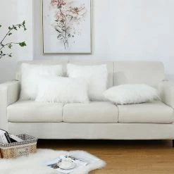 YIENJAOY Housses De Coussin Lot De 1 Pièces Fausse Fourrure 45*45cm, Super Doux Peluche Deluxe Taies D'oreiller Floues Décoratives , Synthétique Luxe Pour Canapé Salon Canapé Chambre Voiture - Bleu Marine -France Coussin et housse de coussin Soldes Boutique 65807884 5