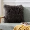 YIENJAOY Housses De Coussin Lot De 1 Pièces Fausse Fourrure 45*45cm, Super Doux Peluche Deluxe Taies D'oreiller Floues Décoratives , Synthétique Luxe Pour Canapé Salon Canapé Chambre Voiture - Gris
