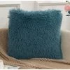 YIENJAOY Lot De 2 Housse De Coussin De Canapé Fourrure De Luxe Decoration Canapé Maison Chambre Lit Super Doux Peluche Taie D'oreiller Décorative 40X40cm 16X16 Pouces, Bleu Vert
