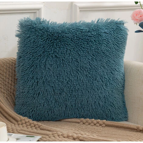 YIENJAOY Lot De 2 Housse De Coussin De Canapé Fourrure De Luxe Decoration Canapé Maison Chambre Lit Super Doux Peluche Taie D'oreiller Décorative 40X40cm 16X16 Pouces, Bleu Vert 1 YIENJAOY Lot De 2 Housse De Coussin De Canapé Fourrure De Luxe Decoration Canapé Maison Chambre Lit Super Doux Peluche Taie D'oreiller Décorative 40X40cm 16X16 Pouces, Bleu Vert