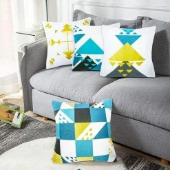 YIENJAOY Lot De 4 Housses De Coussin 45 X 45 Cm - En Polyester - Décoration Pour Chambre à Coucher - Vert -France Coussin et housse de coussin Soldes Boutique 65809514 4