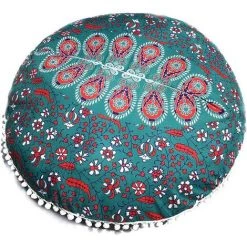 YIENJAOY Accessoire Housse De Coussin Géométrique 80x80cm Taie D'oreiller Ronde Mandala Coussins De Sol Housse De Coussin Bohème Méditation Housse De Coussin Pouf Fait à La Main (Coussin Non Inclus)H -France Coussin et housse de coussin Soldes Boutique 65809543 3