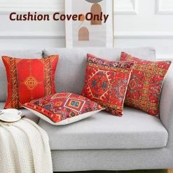 YIENJAOY Lot De 4 Housse De Coussin 40x40cm Coton Et Lin Décoratif Taie D'oreiller Turc Kilim Rétro Style Housses Pour Coussins Carrés Pour Canapé Chaises De Jardin De La Maison -France Coussin et housse de coussin Soldes Boutique 65809555 2
