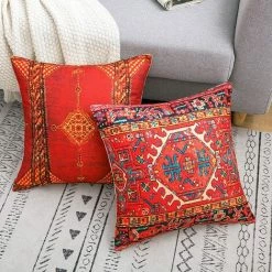 YIENJAOY Lot De 4 Housse De Coussin 40x40cm Coton Et Lin Décoratif Taie D'oreiller Turc Kilim Rétro Style Housses Pour Coussins Carrés Pour Canapé Chaises De Jardin De La Maison -France Coussin et housse de coussin Soldes Boutique 65809555 5