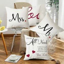 YIENJAOY Lot De 4 Housse De Coussin 45x45cm, Moderne Taies D'oreiller Décoratif Canapé Coussin Canape Pour Chambre, Canapé, Chaise, Lit,Jardin (Amour De Couple-Velours) -France Coussin et housse de coussin Soldes Boutique 65809559 3