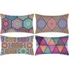 YIENJAOY Taie D'oreiller Mandala Coton Et Lin Housse De Coussin 30x50cm Hippie Bohémien Coloré Housses Coussins Rectangulaire Décoratif Taie Oreiller Pour Canapé Lits Chaises Voiture Salon Maison Extérieur