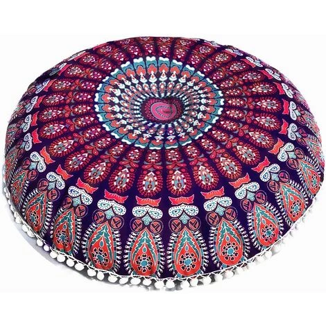 YIENJAOY Accessoire Housse De Coussin Géométrique 80x80cm Taie D'oreiller Ronde Mandala Coussins De Sol Housse De Coussin Bohème Méditation Housse De Coussin Pouf Fait à La Main (Coussin Non Inclus)C 4 YIENJAOY Accessoire Housse De Coussin Géométrique 80x80cm Taie D'oreiller Ronde Mandala Coussins De Sol Housse De Coussin Bohème Méditation Housse De Coussin Pouf Fait à La Main (Coussin Non Inclus)C – Image 4