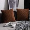 YIENJAOY Light Brown Pillow Cases: 2 Pack 45cmx45cm Original Stripe Velvet Square Decorative Cushion Covers For Bedroom Couch