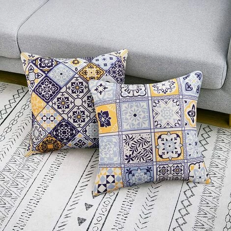 YIENJAOY Housse De Coussin 45x45 Moderne Géométrique Mandala Taie D'oreiller Decoration Coton Et Lin Housse Coussin Bohème Pour Canapé Maison Salon Chambre Décoration D'intérieur Lot De 4 Pièces Bleu Jaune 5 YIENJAOY Housse De Coussin 45x45 Moderne Géométrique Mandala Taie D'oreiller Decoration Coton Et Lin Housse Coussin Bohème Pour Canapé Maison Salon Chambre Décoration D'intérieur Lot De 4 Pièces Bleu Jaune – Image 5