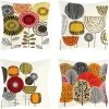 YIENJAOY Housse De Coussin 4 Pièces Dessin Animé Abstrait Fleur Arbre Décoration Taie D'oreiller 45x45cm Doux Carré Plante Ferme Taie D'oreiller Canapé Chambre Salon Décoration