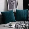 YIENJAOY 50 Cm X 50 Cm Taies D'oreiller Bleu Sarcelle: Pack De 2 Housses De Coussin Décoratif Carré En Velours Rayé Original Pour Canapé De Chambre