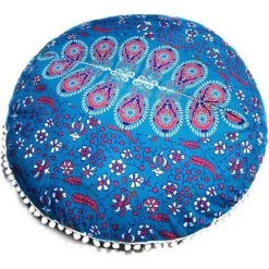 YIENJAOY Accessoire Housse De Coussin Géométrique 80x80cm Taie D'oreiller Ronde Mandala Coussins De Sol Housse De Coussin Bohème Méditation Housse De Coussin Pouf Fait à La Main (Coussin Non Inclus)B -France Coussin et housse de coussin Soldes Boutique 65809761 3