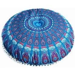 YIENJAOY Accessoire Housse De Coussin Géométrique 80x80cm Taie D'oreiller Ronde Mandala Coussins De Sol Housse De Coussin Bohème Méditation Housse De Coussin Pouf Fait à La Main (Coussin Non Inclus)B -France Coussin et housse de coussin Soldes Boutique 65809761 4