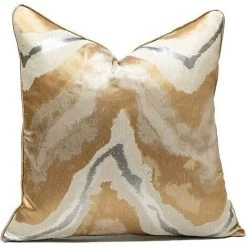 YIENJAOY Housse De Coussin Carrée Décorative Dorée Unique Pour Canapé, Chambre à Coucher, Salon, Terrasse Avec Fermeture éclair Invisible - 50 X 50 Cm (doré)