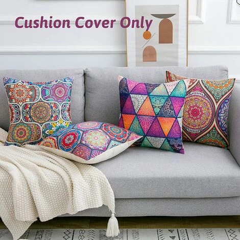 YIENJAOY Housse De Coussin 40x40cm Bohémien Mandala Fleur Et Style Ethnique Taie D'oreiller Coton Lin Housse Coussin Décoratif Carré Pour Canapé Maison Salon Taies D Oreiller Lot De 4 2 YIENJAOY Housse De Coussin 40x40cm Bohémien Mandala Fleur Et Style Ethnique Taie D'oreiller Coton Lin Housse Coussin Décoratif Carré Pour Canapé Maison Salon Taies D Oreiller Lot De 4 – Image 2