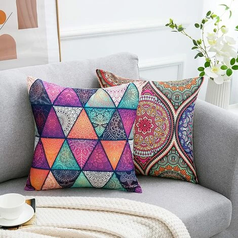 YIENJAOY Housse De Coussin 40x40cm Bohémien Mandala Fleur Et Style Ethnique Taie D'oreiller Coton Lin Housse Coussin Décoratif Carré Pour Canapé Maison Salon Taies D Oreiller Lot De 4 4 YIENJAOY Housse De Coussin 40x40cm Bohémien Mandala Fleur Et Style Ethnique Taie D'oreiller Coton Lin Housse Coussin Décoratif Carré Pour Canapé Maison Salon Taies D Oreiller Lot De 4 – Image 4