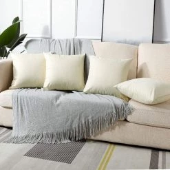 YIENJAOY Housse De Coussin Géométrie Plante Tropicale Flamingo Taie D'oreiller Pour Canapé Maison Salon Chambre Décoration D'intérieur,45x45cm,Ensemble De 4 Pièces(Beige A) -France Coussin et housse de coussin Soldes Boutique 65809971 3