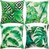 KAEJYIUT Housse De Coussin, Housse De Coussin 45 X 45 Taie D'oreiller Lot De 4 Housses De Coussin Décoratives Florale Vie Marine Motif De Plantes Tropicales Canapé Chaise Salon (feuille Verte - Velours)