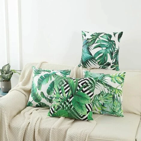 KAEJYIUT Housse De Coussin, Housse De Coussin 45 X 45 Taie D'oreiller Lot De 4 Housses De Coussin Décoratives Florale Vie Marine Motif De Plantes Tropicales Canapé Chaise Salon (feuille Verte - Velours) 2 KAEJYIUT Housse De Coussin, Housse De Coussin 45 X 45 Taie D'oreiller Lot De 4 Housses De Coussin Décoratives Florale Vie Marine Motif De Plantes Tropicales Canapé Chaise Salon (feuille Verte - Velours) – Image 2
